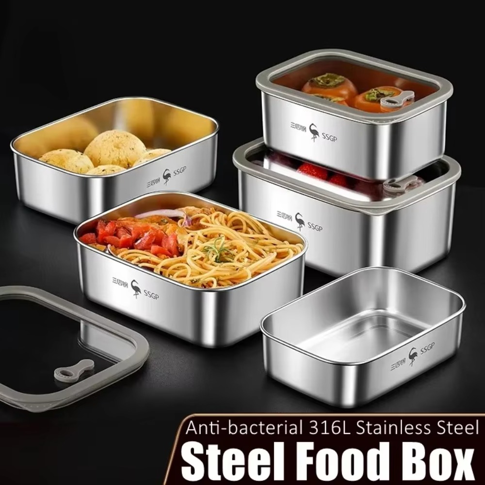 Stainless Lunch Box - 1L Anti-bacterial Fridge Food Box 316L