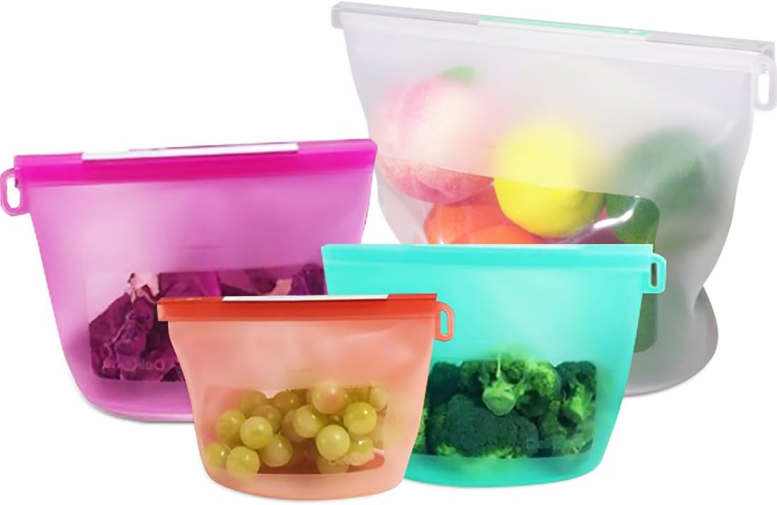 Food Storage Silicone Bags - Reusable Silicone Food Storage Bags (Set