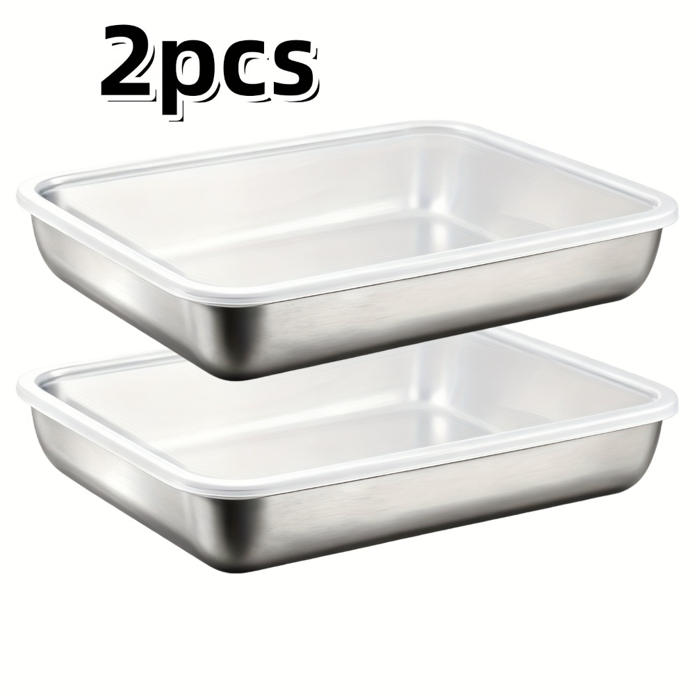 Food Storage Box Stainless Steel - 2-Piece Commercial 410 Stainless Steel Food