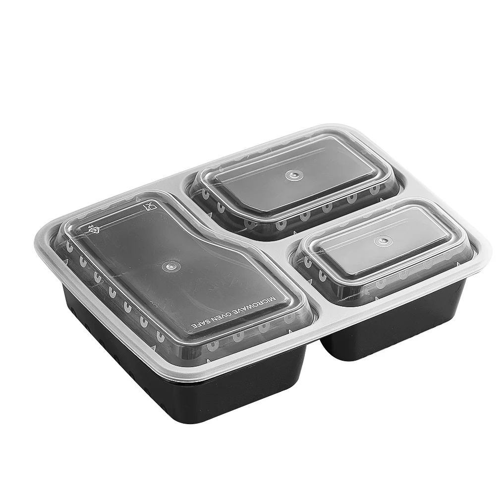 Food Storage Quart - 7 Pack 3 Compartment Meal Prep