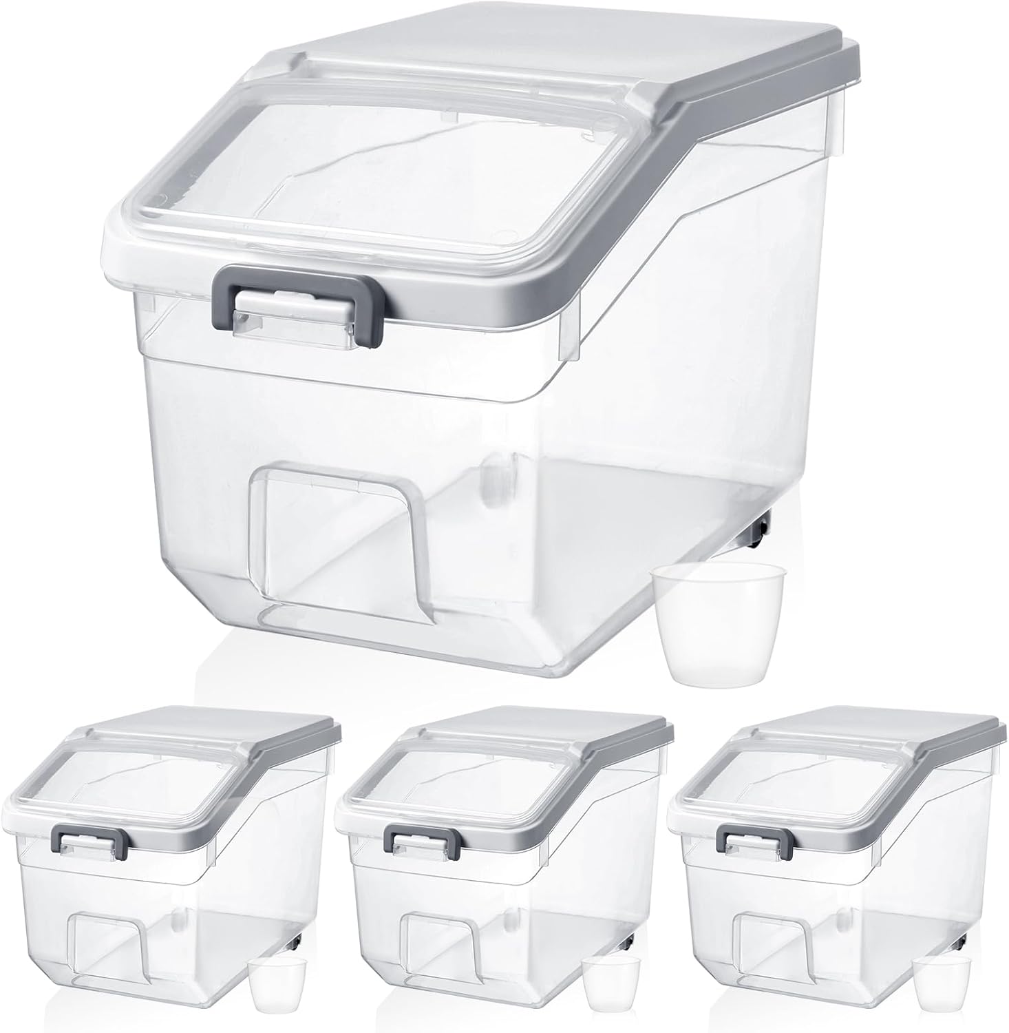 Food Storage With Wheels - 4-Pack Airtight Rice Storage Containers with