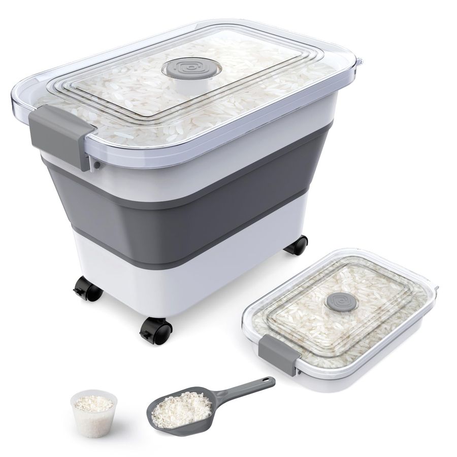 Food Storage With Wheels - Storage Container, Collapsible Airtight Food Storage