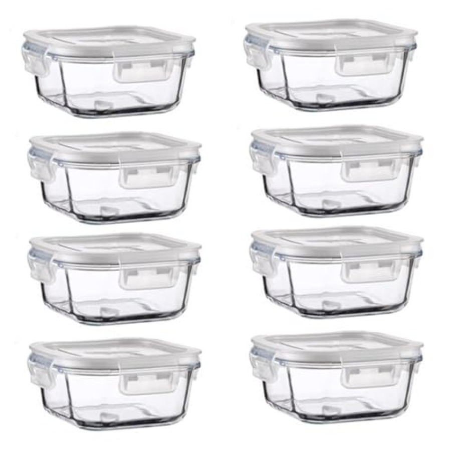 Glass Meal Prep Container - 16oz Square Glass Food Storage Containers
