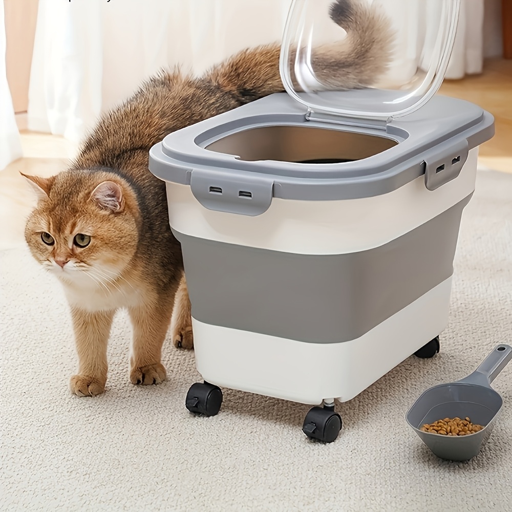 Food Storage With Wheels - Large Capacity Square Plastic Pet Food