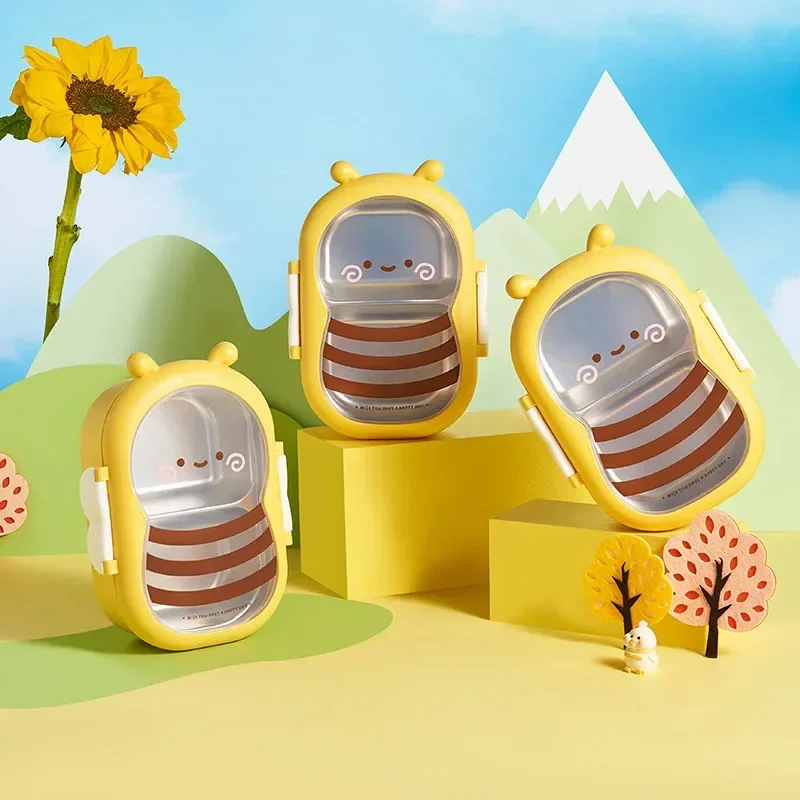 Food Storage Box Stainless Steel - Creative children's compartment bee shape lunch