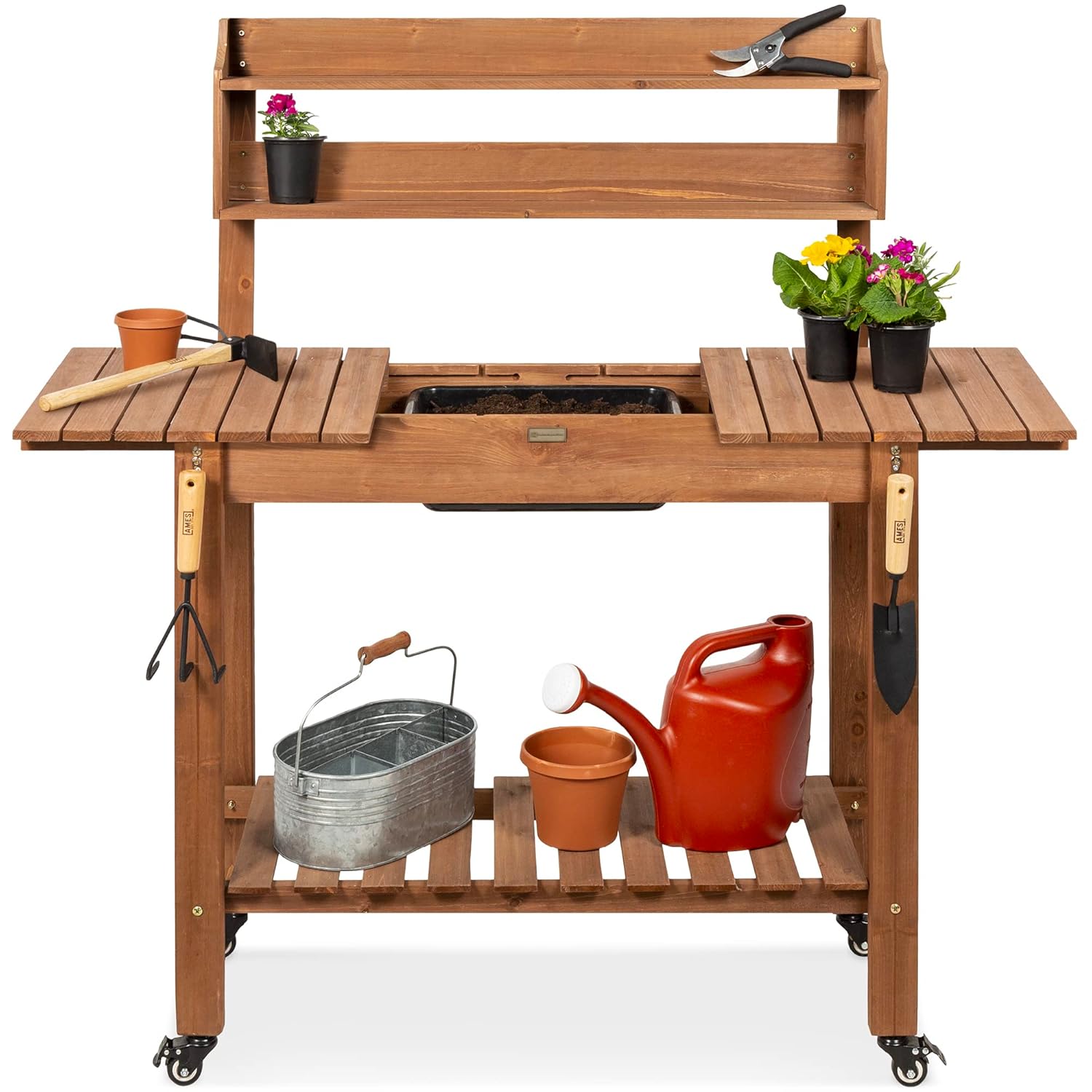 Food Storage With Wheels - Mobile Garden Potting Bench, Outdoor Wood