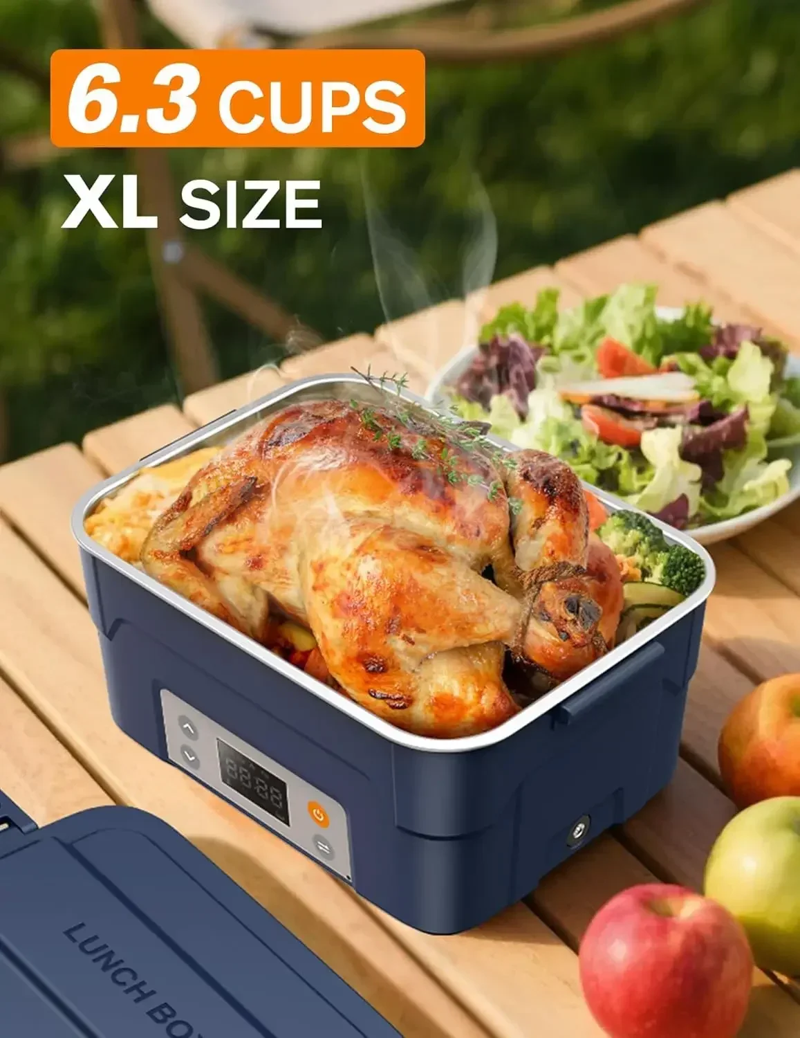 Portable Food Warmer - XL 6.3-Cup Cordless Electric Lunch Box