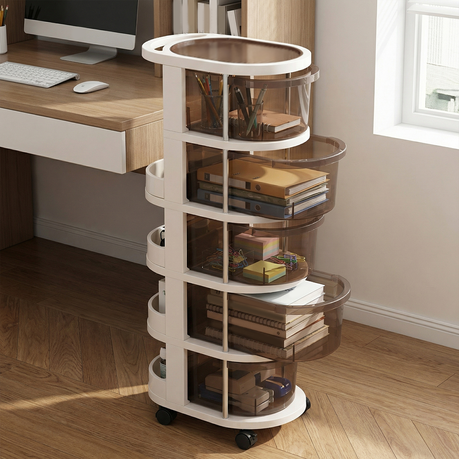 Food Storage With Wheels - 3/4/5-Layers Drawer Style Snack Organizer Cart