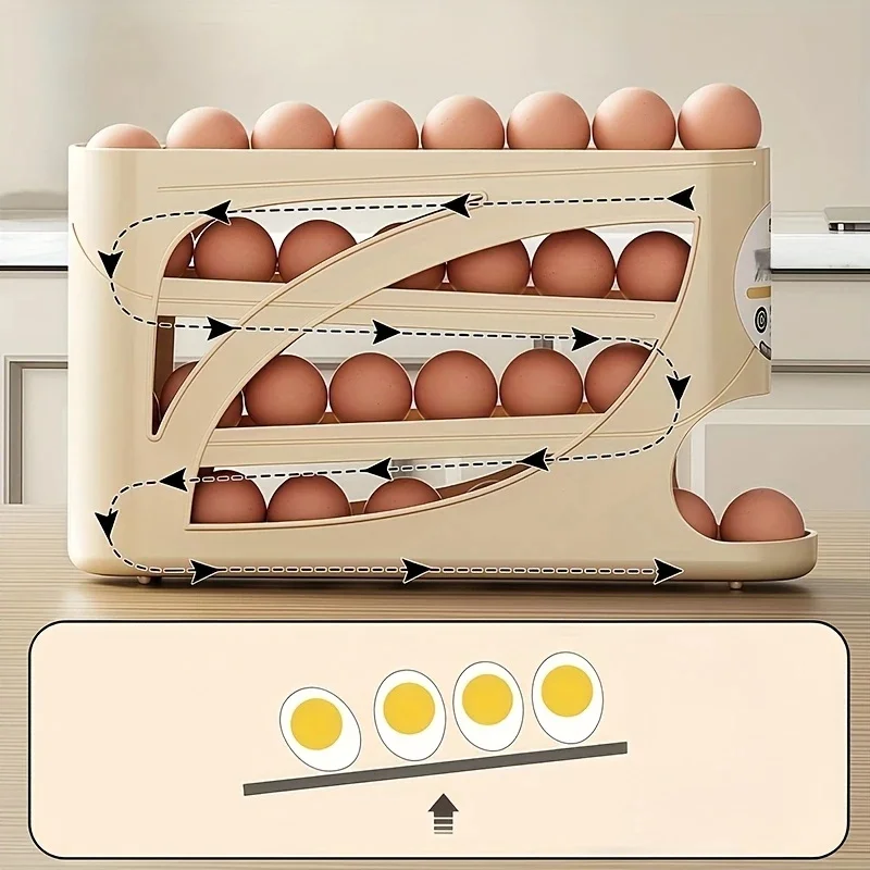 Food Storage Quart - 3 Tier Rolling Egg Storage Box