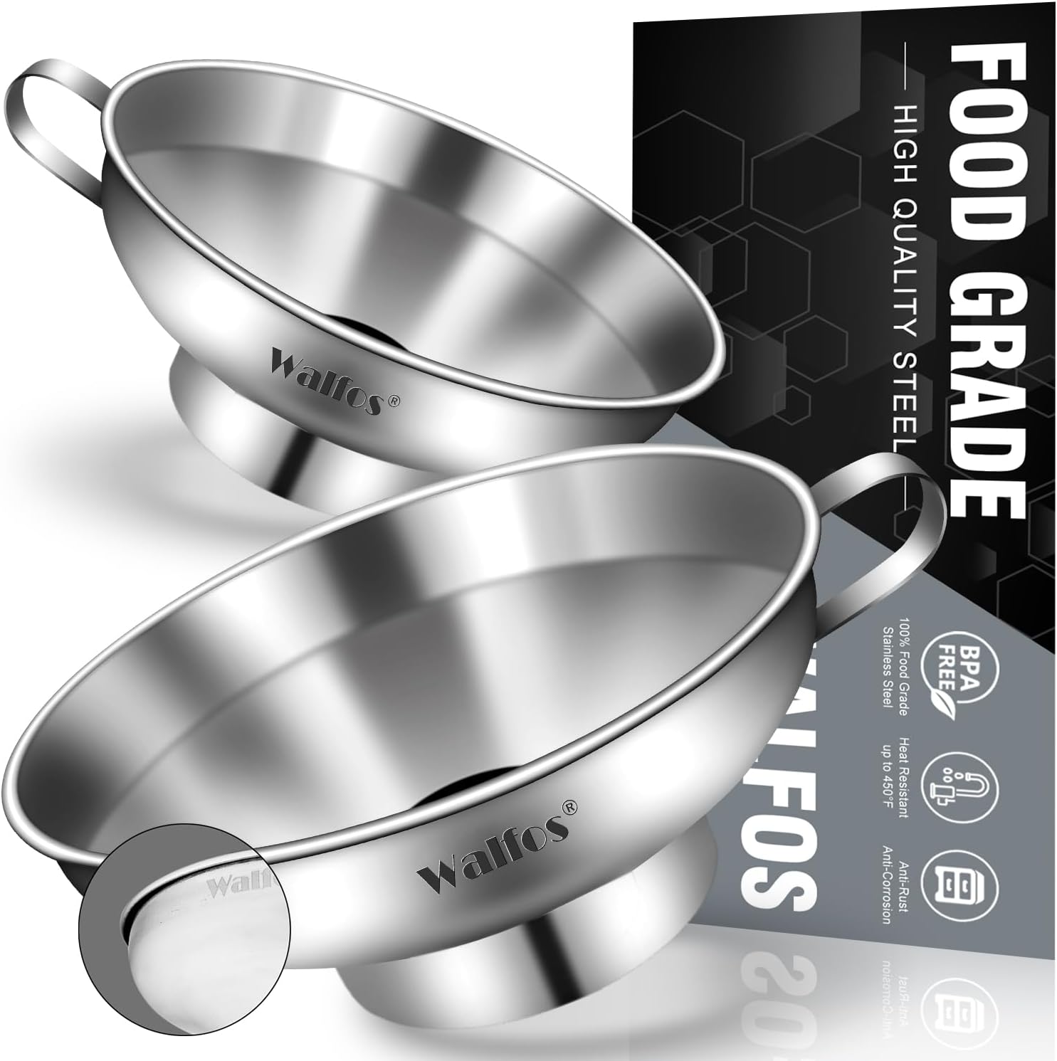 Mason Jar Wide Mouth - 2 Pack Stainless Steel Wide-Mouth Funnel