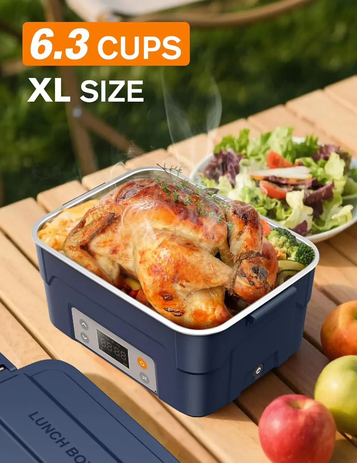 Portable Food Warmer - XL 6.3-Cup Cordless Electric Lunch Box