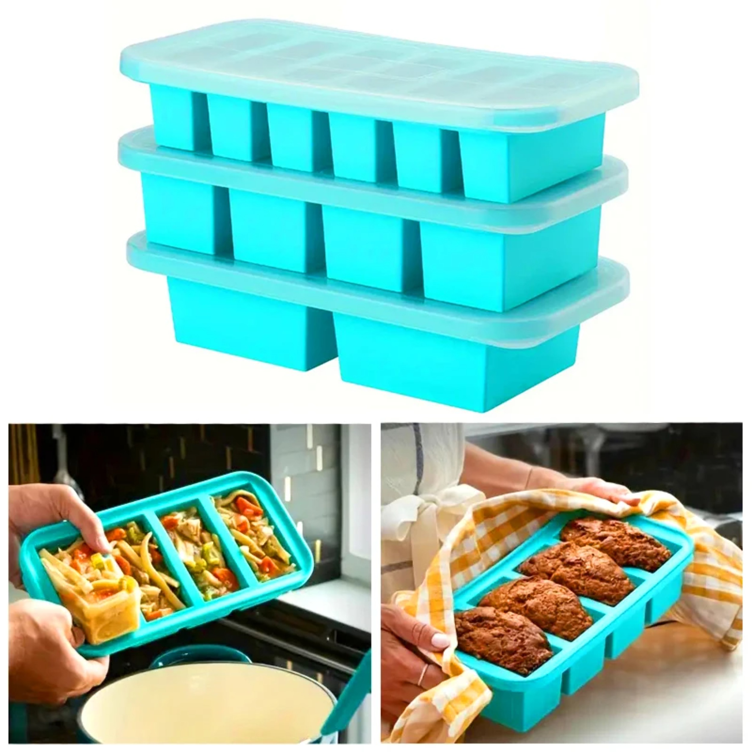 Food Storage Quart - 1PC 2/4/6Grid Silicone Freezer Mold with