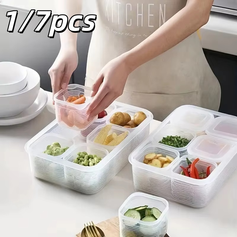 Food Storage Lunch Box - 1/7pcs Food Storage Container 6 Grids