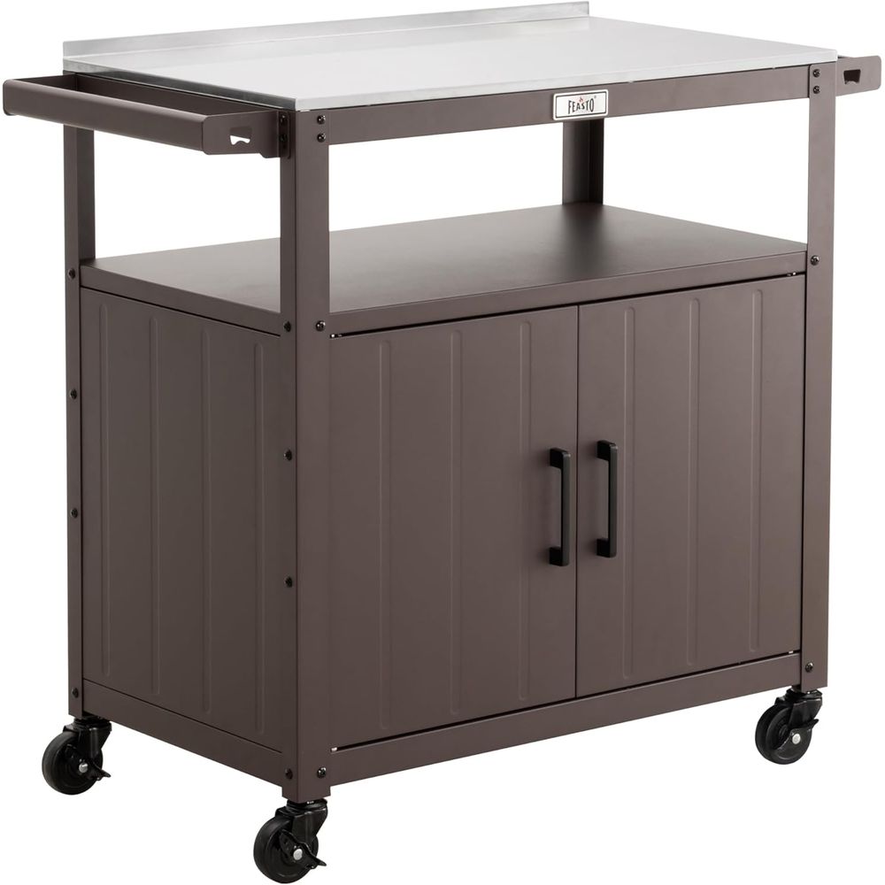 Food Storage With Wheels - Portable Stainless Steel Outdoor Grill Cart
