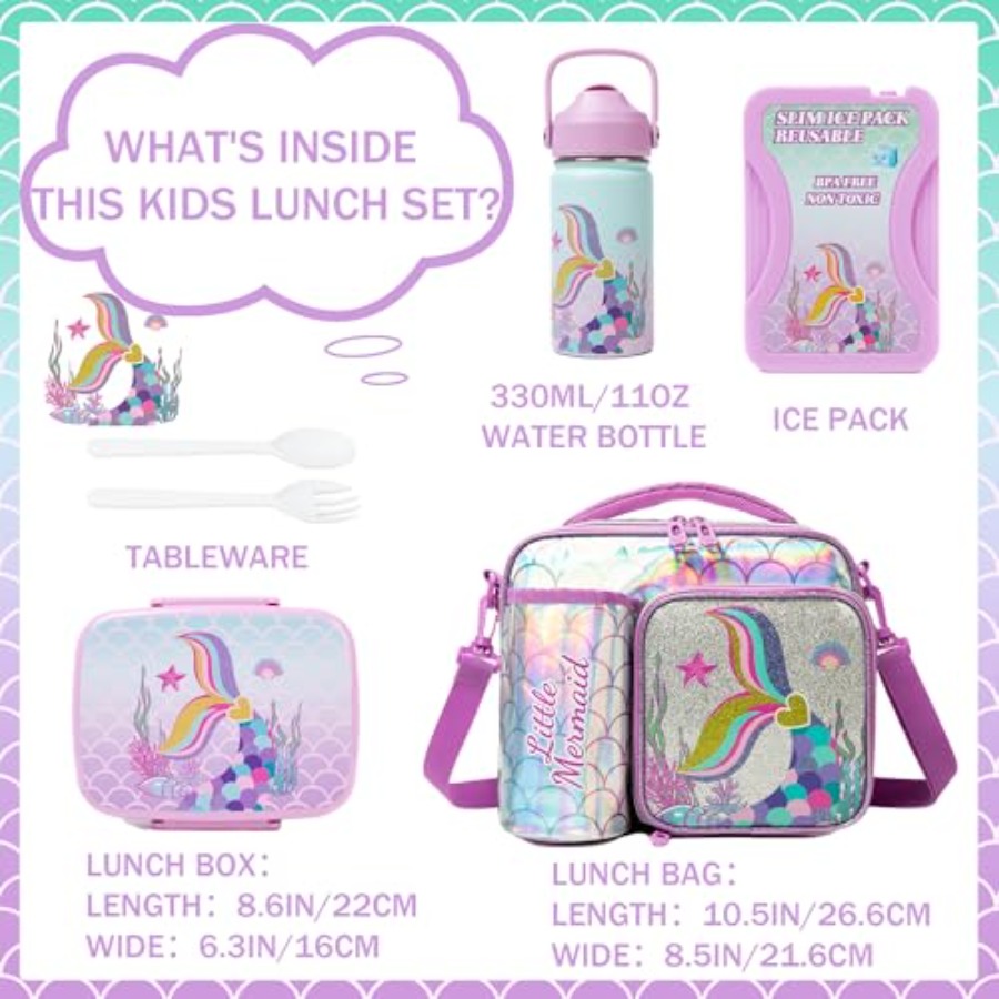 Mermaid Bento Box for Lunch Bo - مراجعة Stainless Lunch Box وسعره