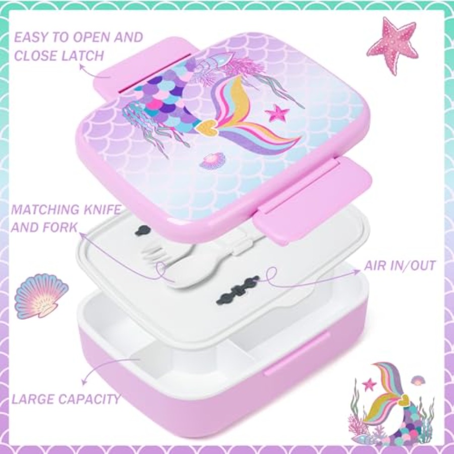 Mermaid Bento Box for Lunch Bo - مراجعة Stainless Lunch Box وسعره