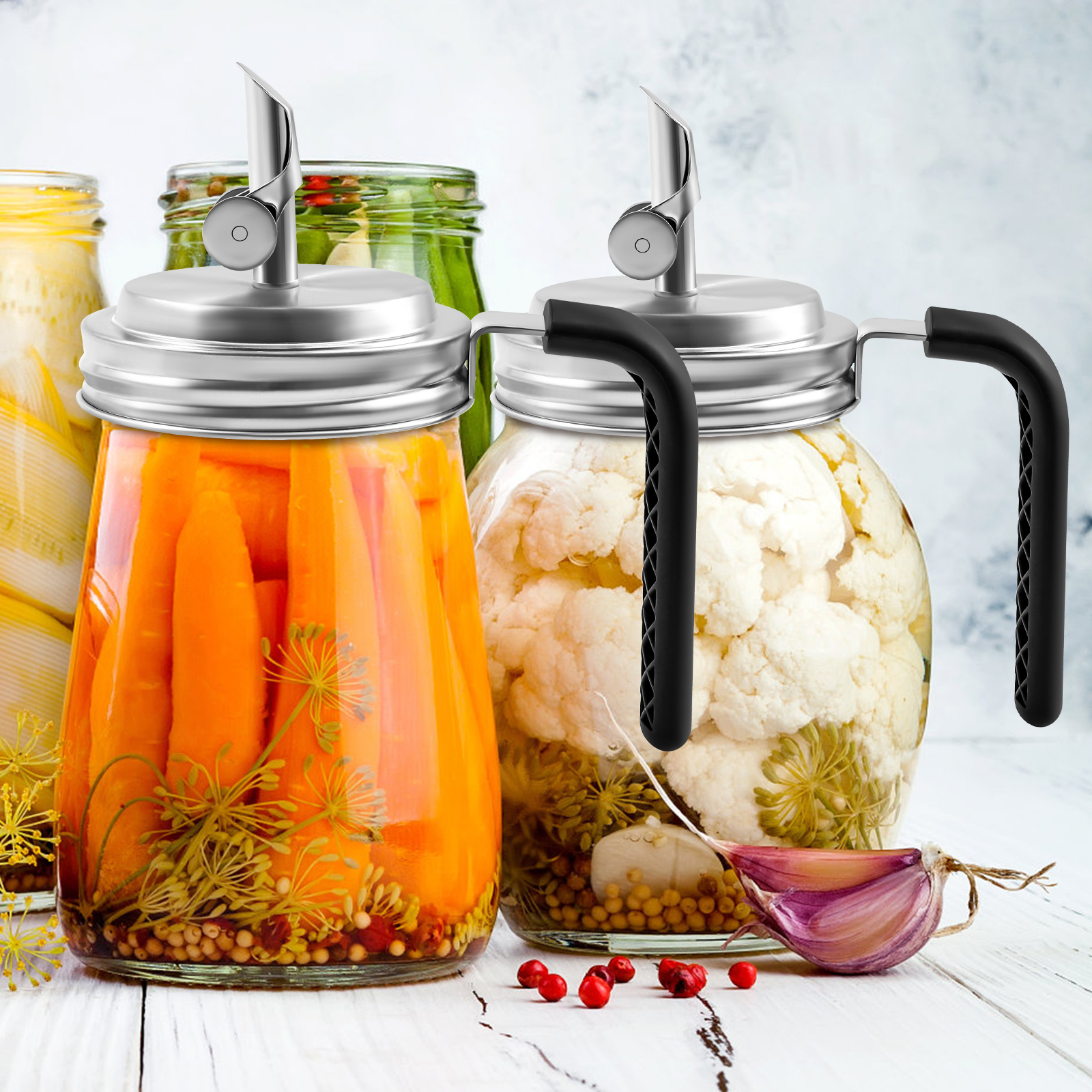 2Pcs Mason Jar Pour Spout Lid  - مراجعة Mason Jar Wide Mouth وسعره