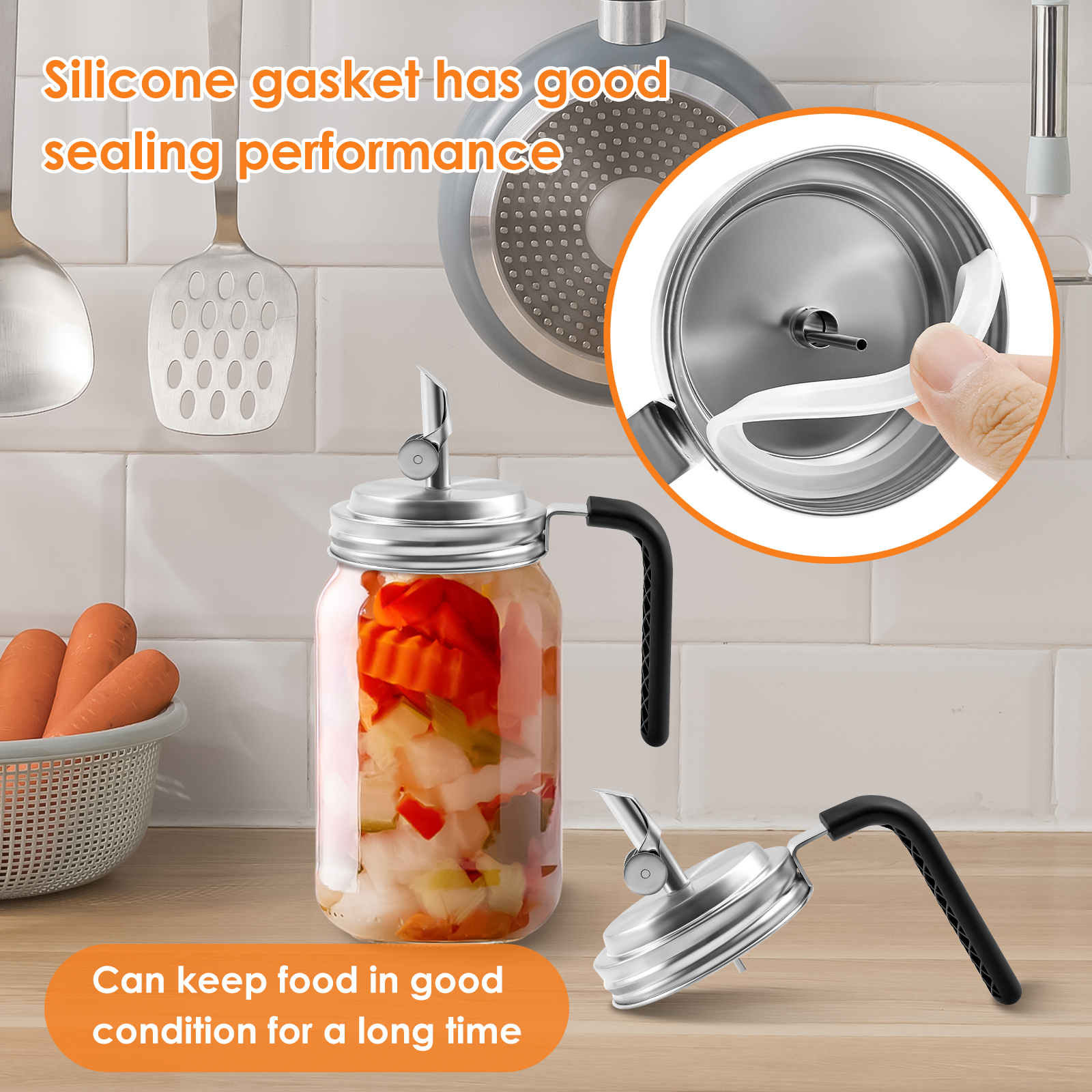 2Pcs Mason Jar Pour Spout Lid  - مراجعة Mason Jar Wide Mouth وسعره