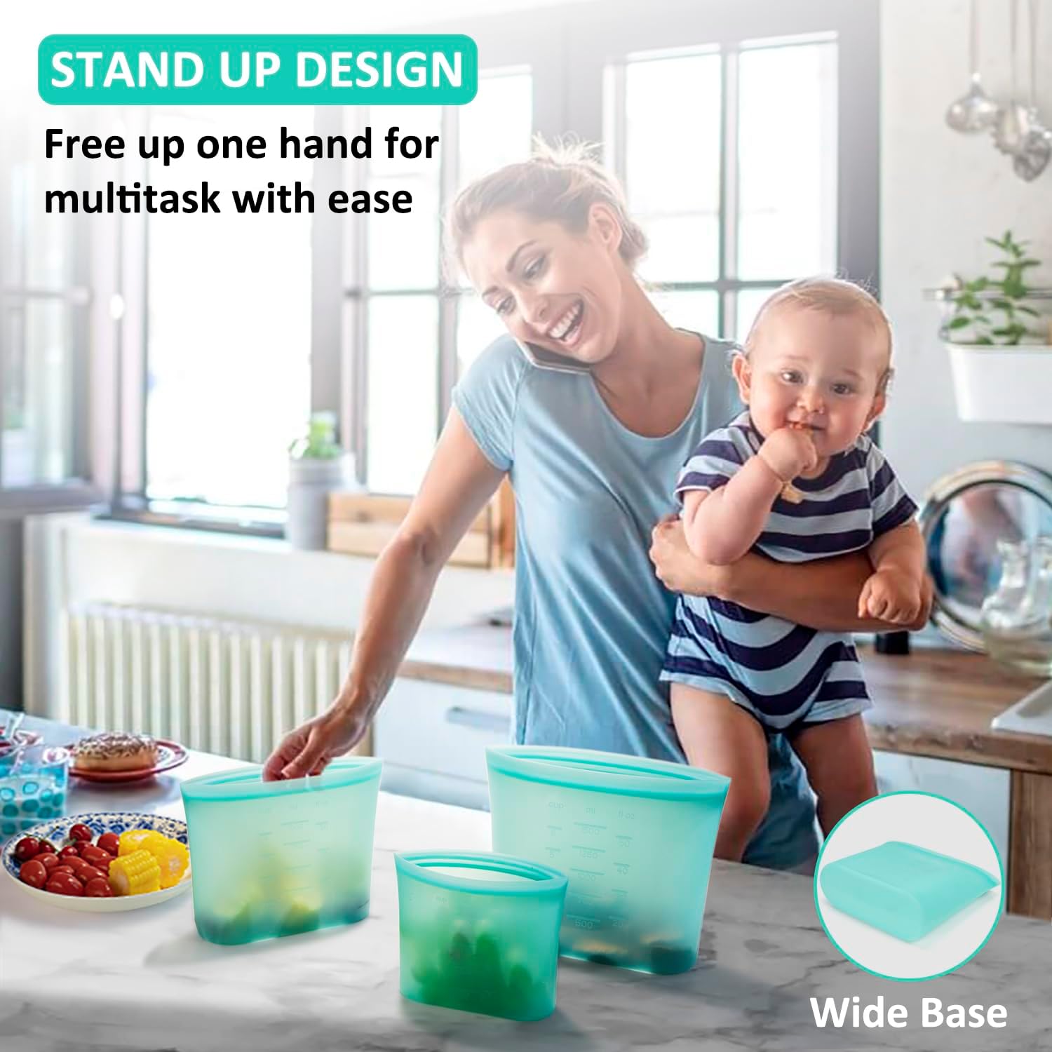 Reusable Food Bags, 12 Pack 10 - مراجعة Food Storage Silicone Bags وسعره