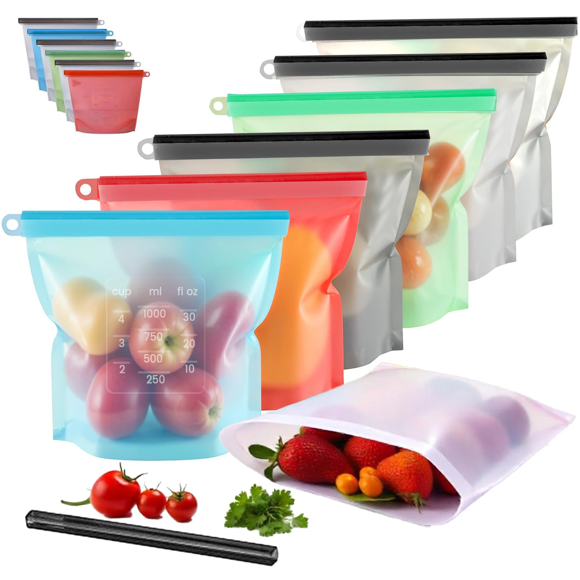 5pcs Silicone Food Storage Con - مراجعة Food Storage Silicone Bags وسعره