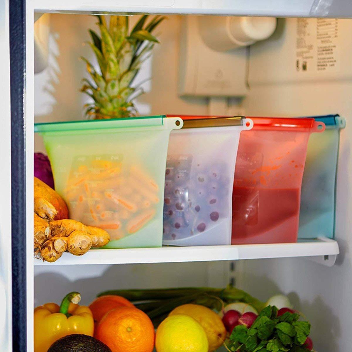 5pcs Silicone Food Storage Con - مراجعة Food Storage Silicone Bags وسعره