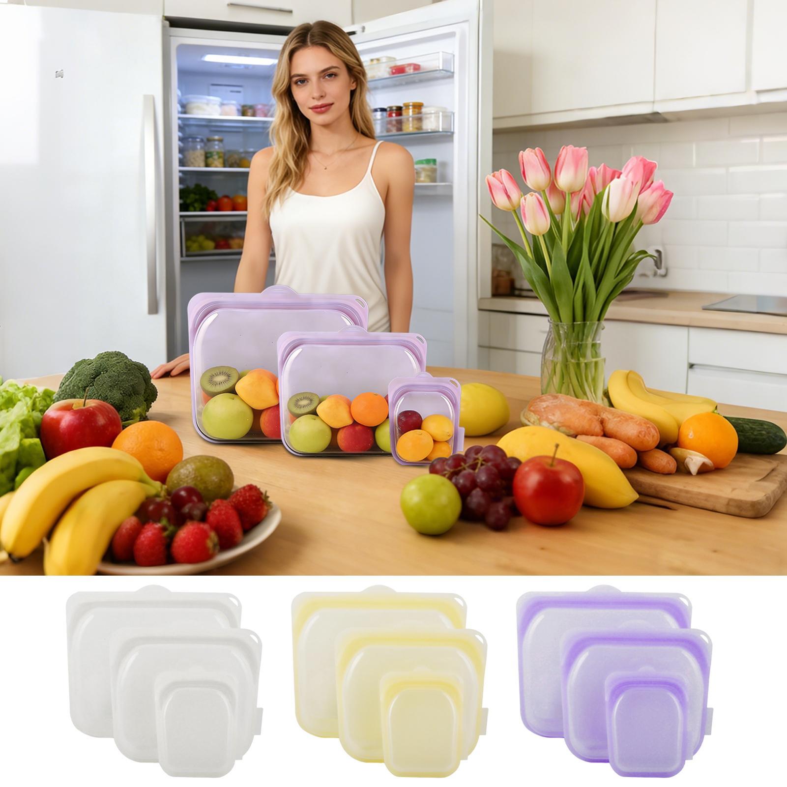 Reusable Freezer Bags 3 Pieces - مراجعة Food Storage Silicone Bags وسعره