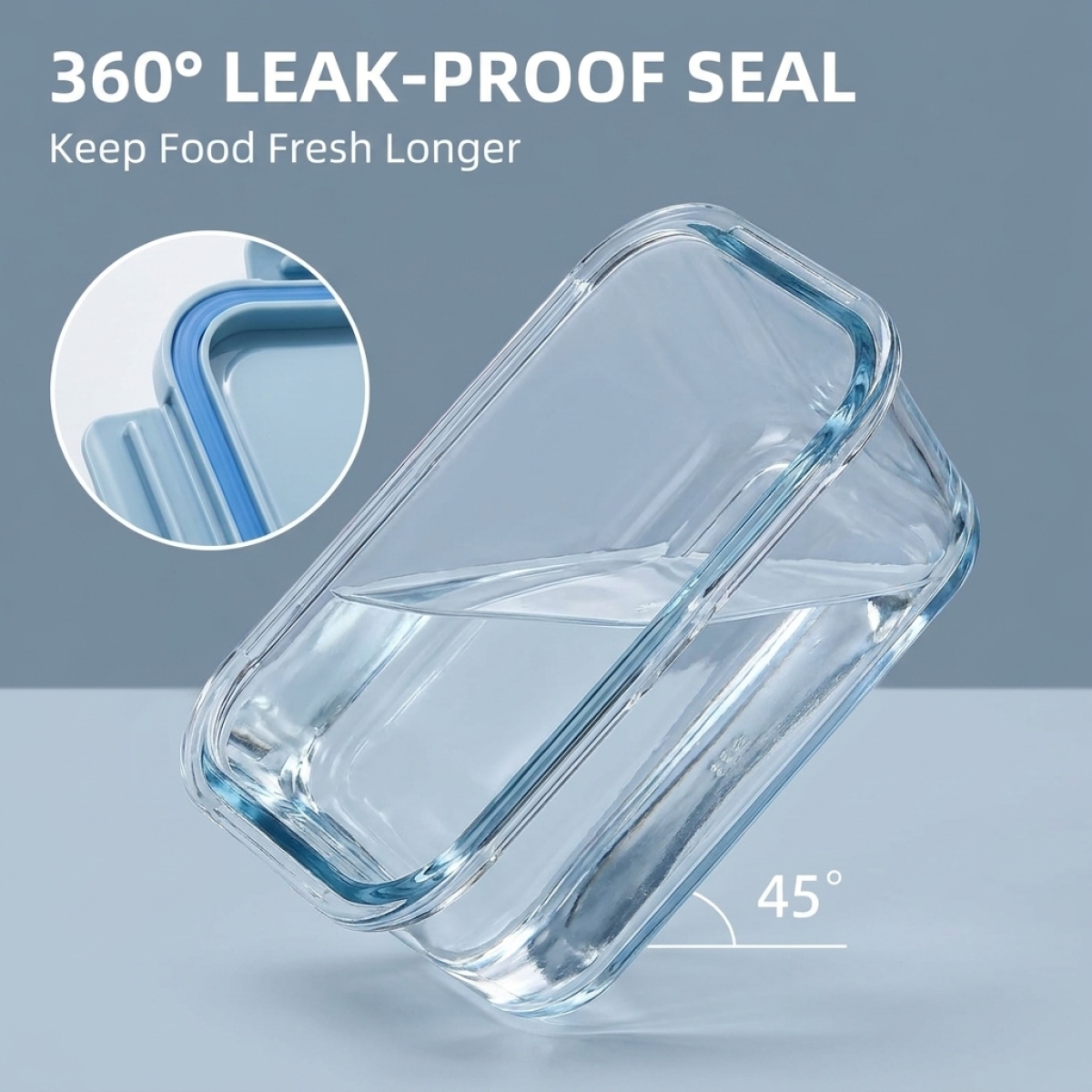Shallow Blue Glass Bento Box–H - مراجعة Glass Meal Prep Container وسعره