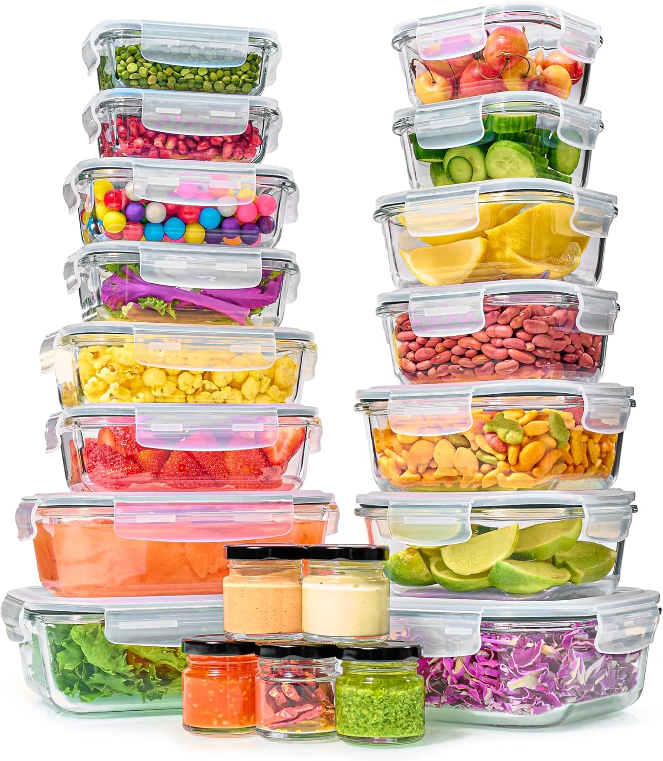 40pc Glass Food Storage Contai - مراجعة Food Storage Lunch Box وسعره