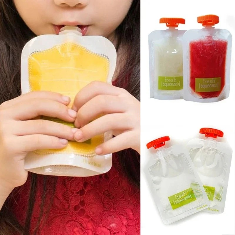 10Pcs Baby Food and Juice Box  - مراجعة Food Storage Silicone Bags وسعره