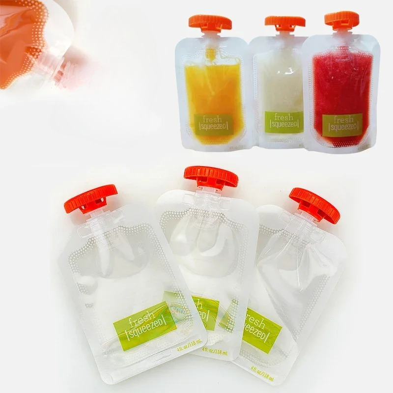 10Pcs Baby Food and Juice Box  - مراجعة Food Storage Silicone Bags وسعره