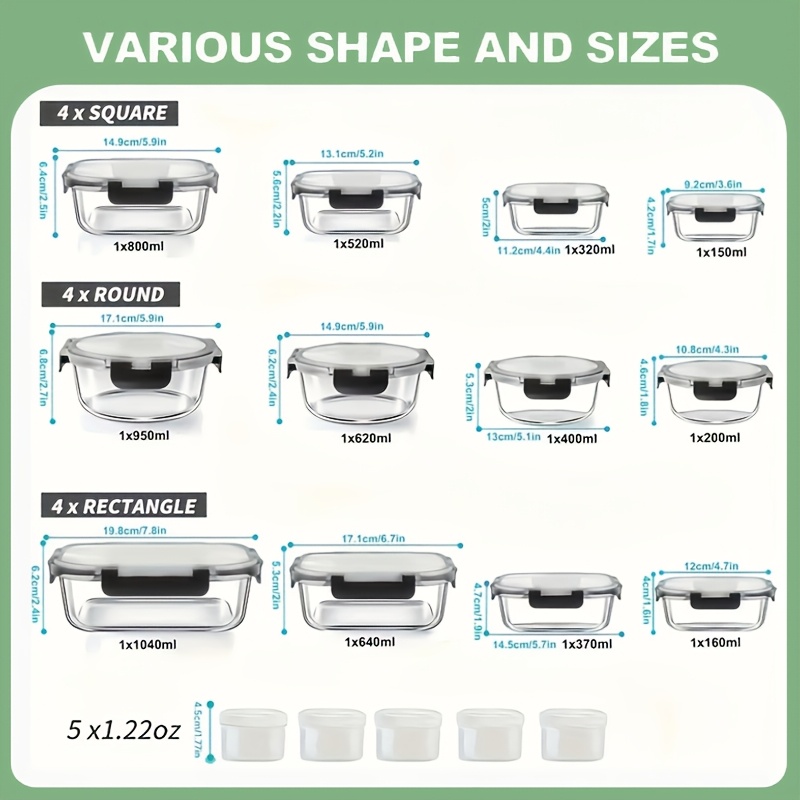 17pcs Glass Food Storage Conta - مراجعة Glass Meal Prep Container وسعره