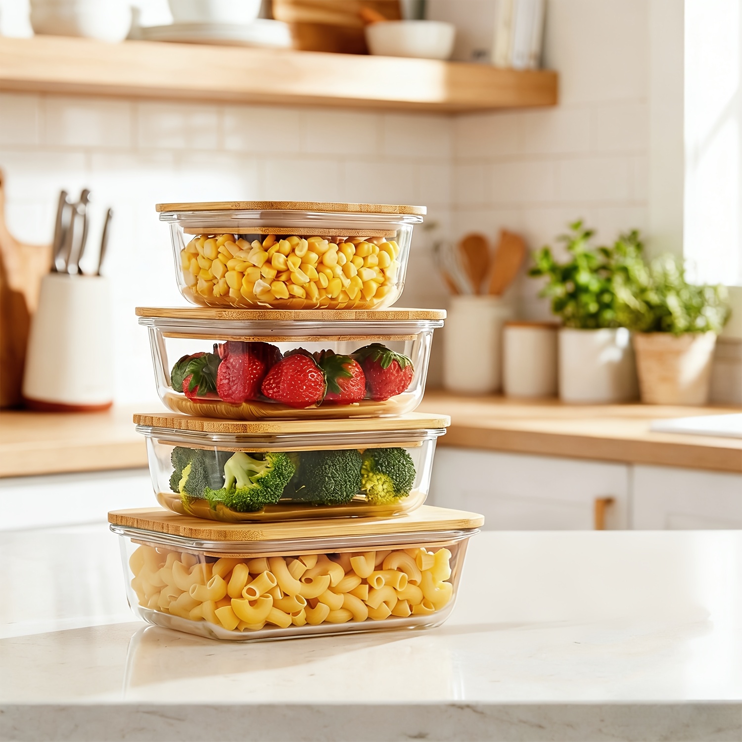 8pcs(4pcs Containers And 4pcs  - مراجعة Food Storage Lunch Box وسعره