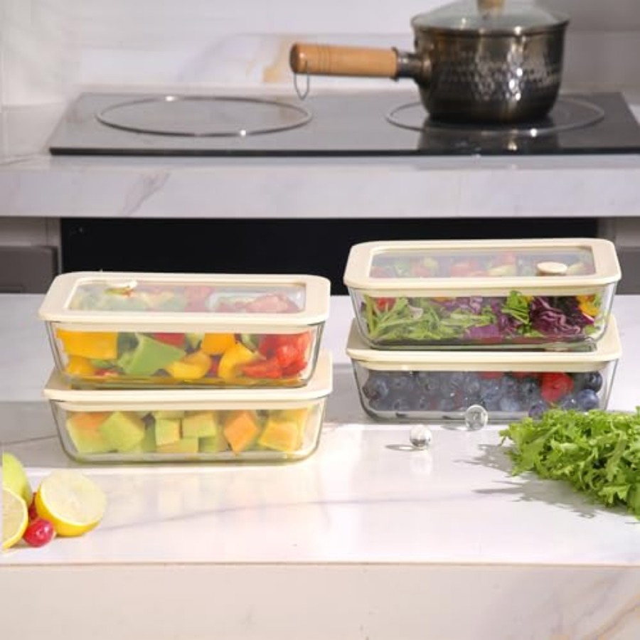 Glass Food Container Set with  - مراجعة Glass Meal Prep Container وسعره