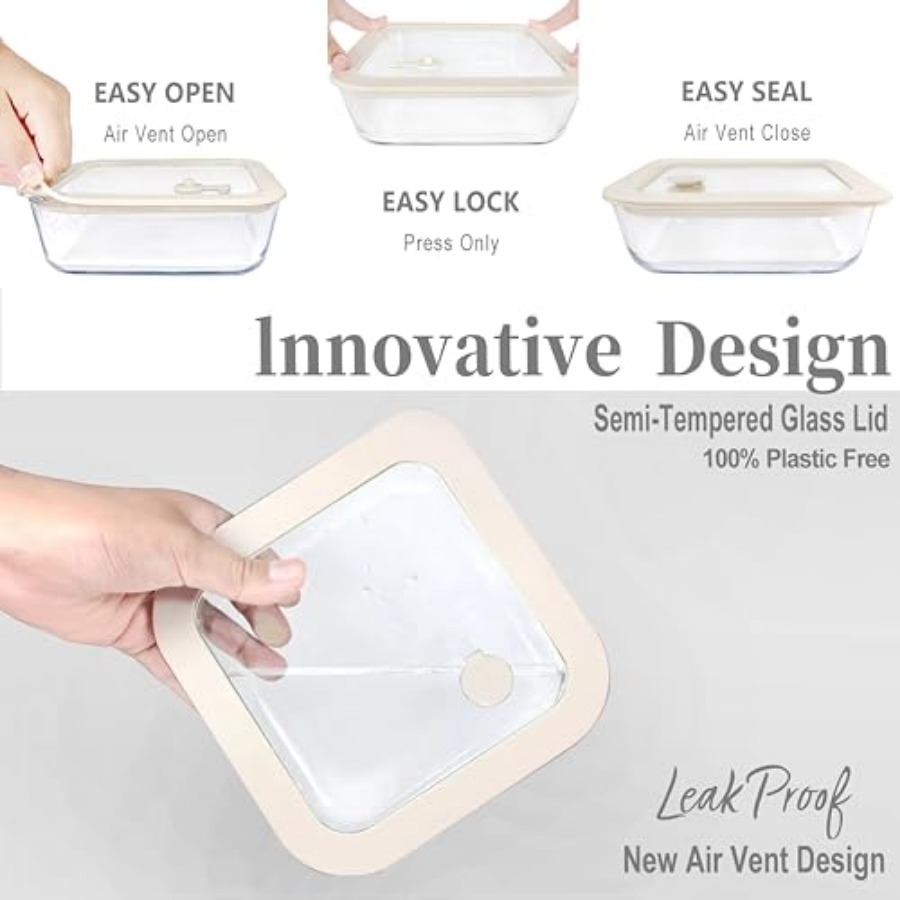 Glass Food Container Set with  - مراجعة Glass Meal Prep Container وسعره
