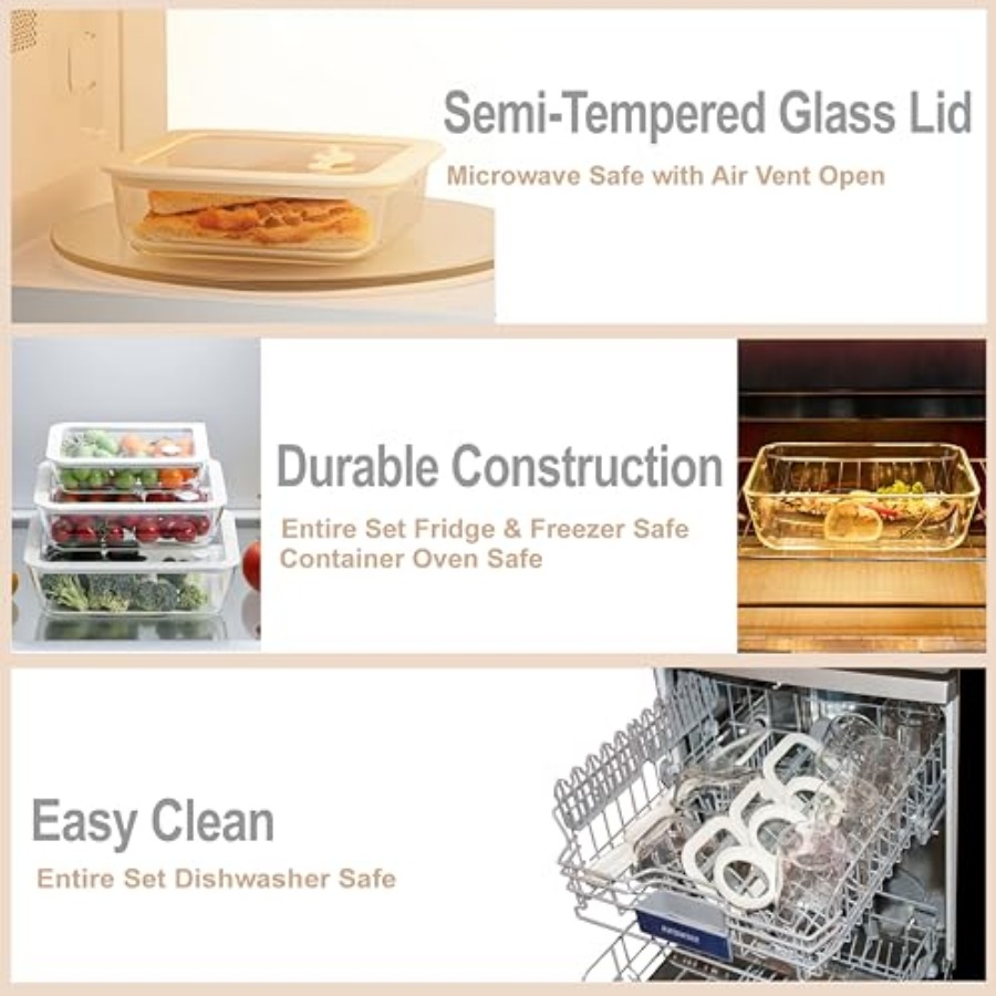 Glass Food Container Set with  - مراجعة Glass Meal Prep Container وسعره