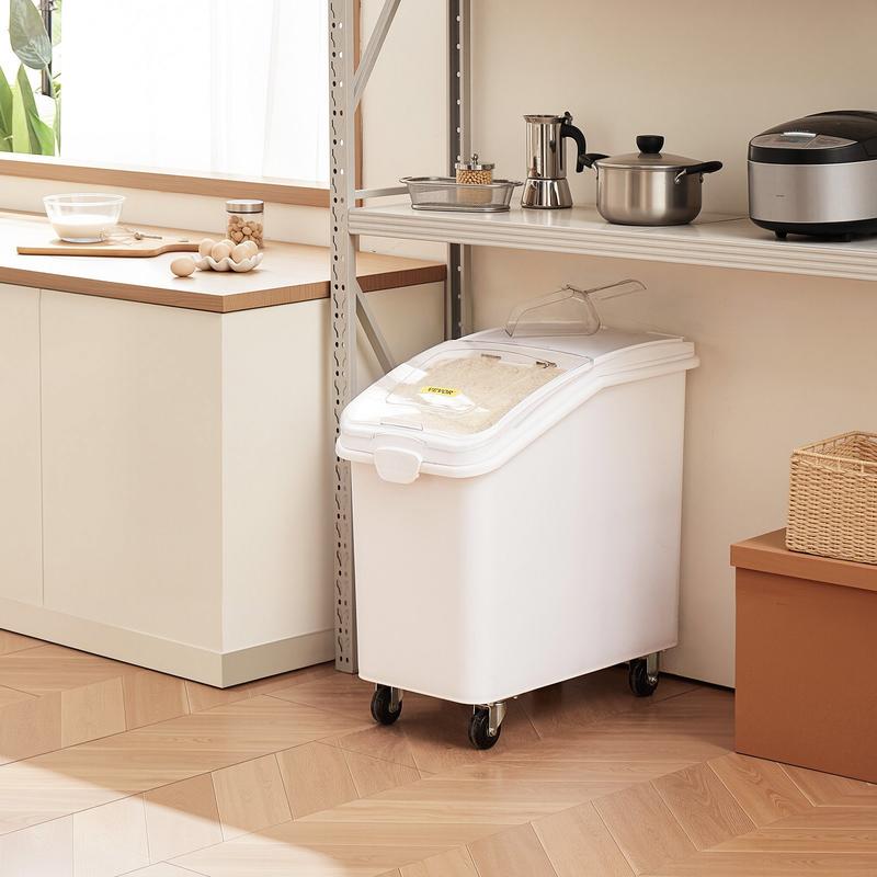 Rice Storage Container, 27Gall - مراجعة Food Storage With Wheels وسعره