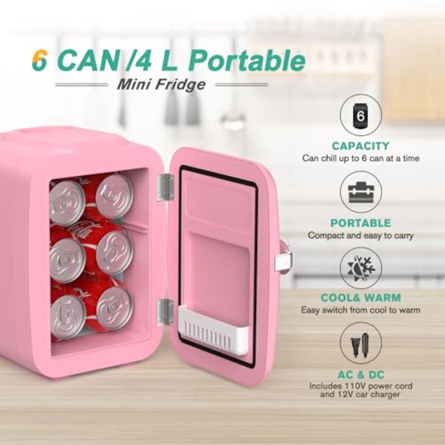 Mini Fridge, 4 Liter/6 Can Por - مراجعة Portable Food Warmer وسعره