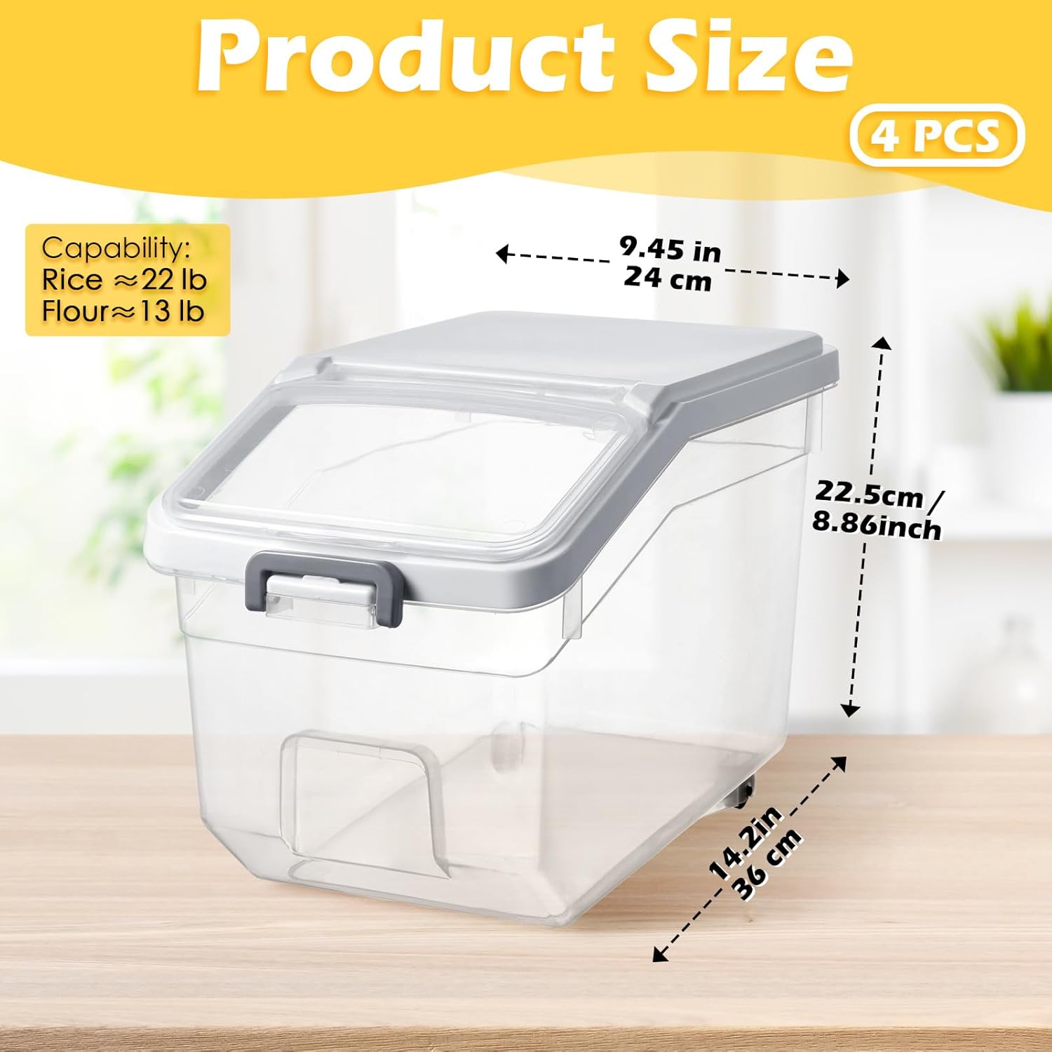 4-Pack Airtight Rice Storage C - مراجعة Food Storage With Wheels وسعره