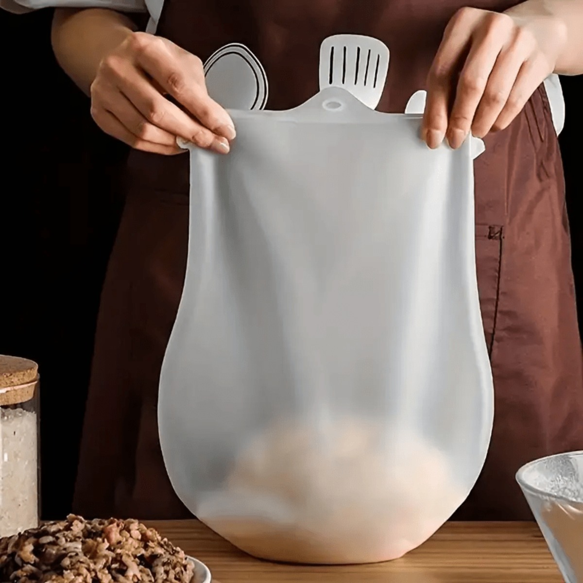 1Pc Reusable Silicone Dough Mi - مراجعة Food Storage Silicone Bags وسعره