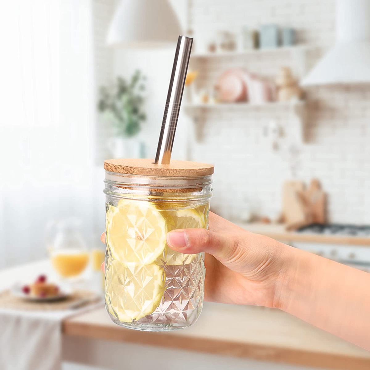 62/68/70/86mm Reusable Bamboo  - مراجعة Mason Jar Wide Mouth وسعره