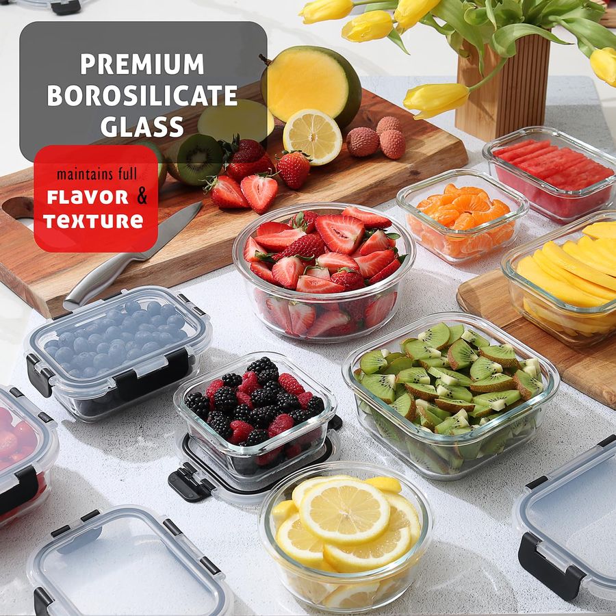48pc Glass Storage Containers  - مراجعة Glass Meal Prep Container وسعره