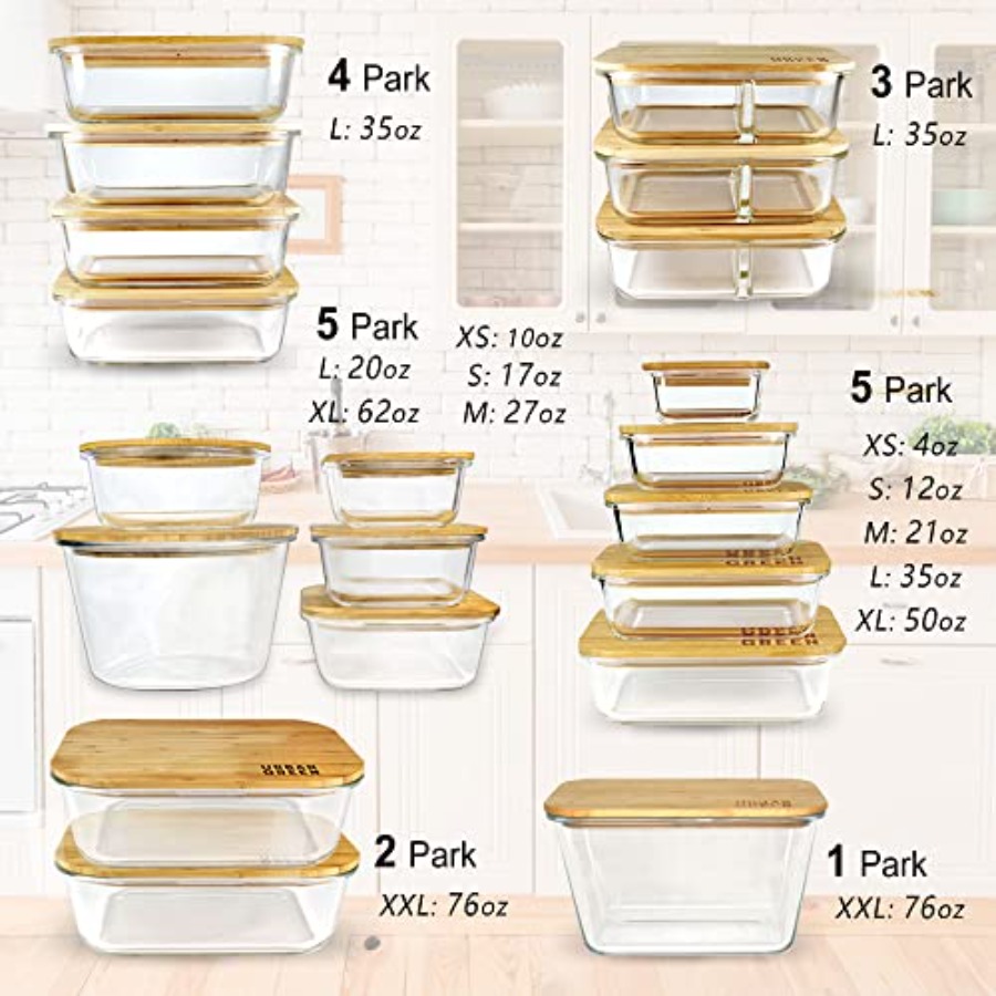 Glass Containers with Bamboo L - مراجعة Glass Meal Prep Container وسعره