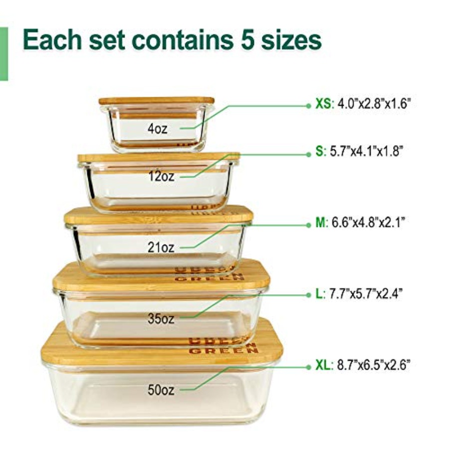 Glass Containers with Bamboo L - مراجعة Glass Meal Prep Container وسعره