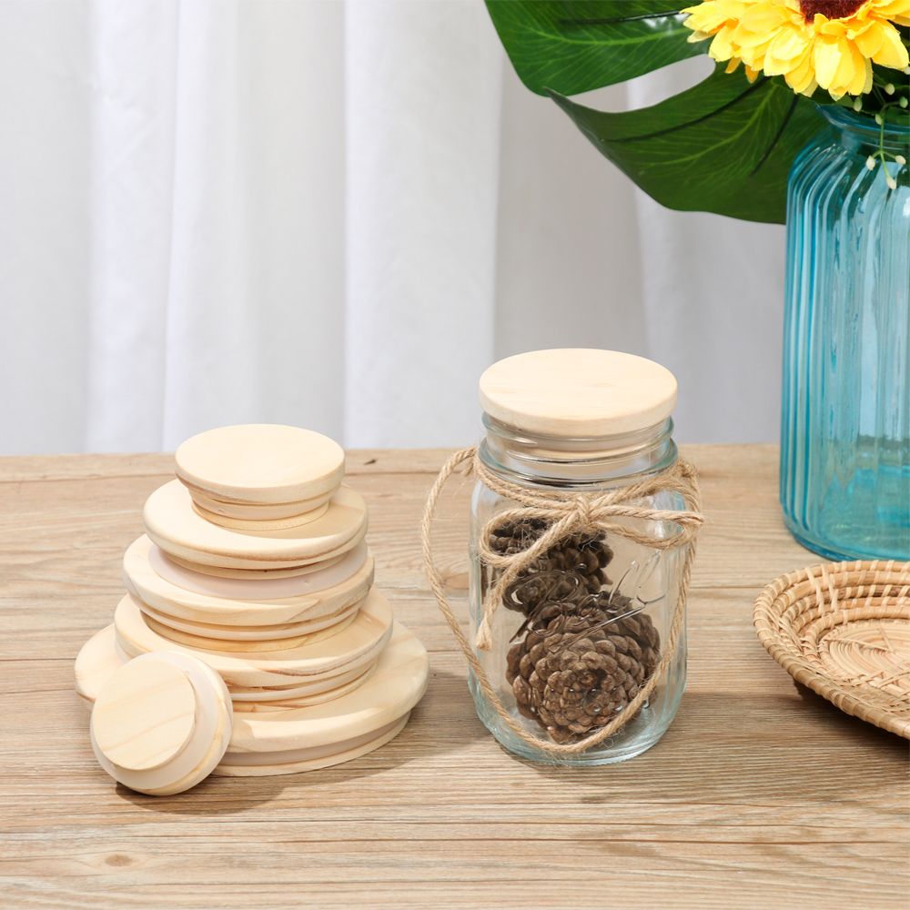 Various Sizes Reusable Wooden  - مراجعة Mason Jar Wide Mouth وسعره