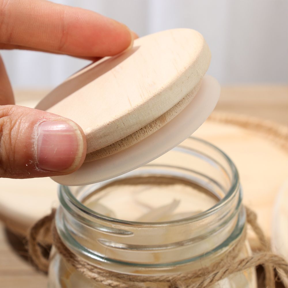 Various Sizes Reusable Wooden  - مراجعة Mason Jar Wide Mouth وسعره