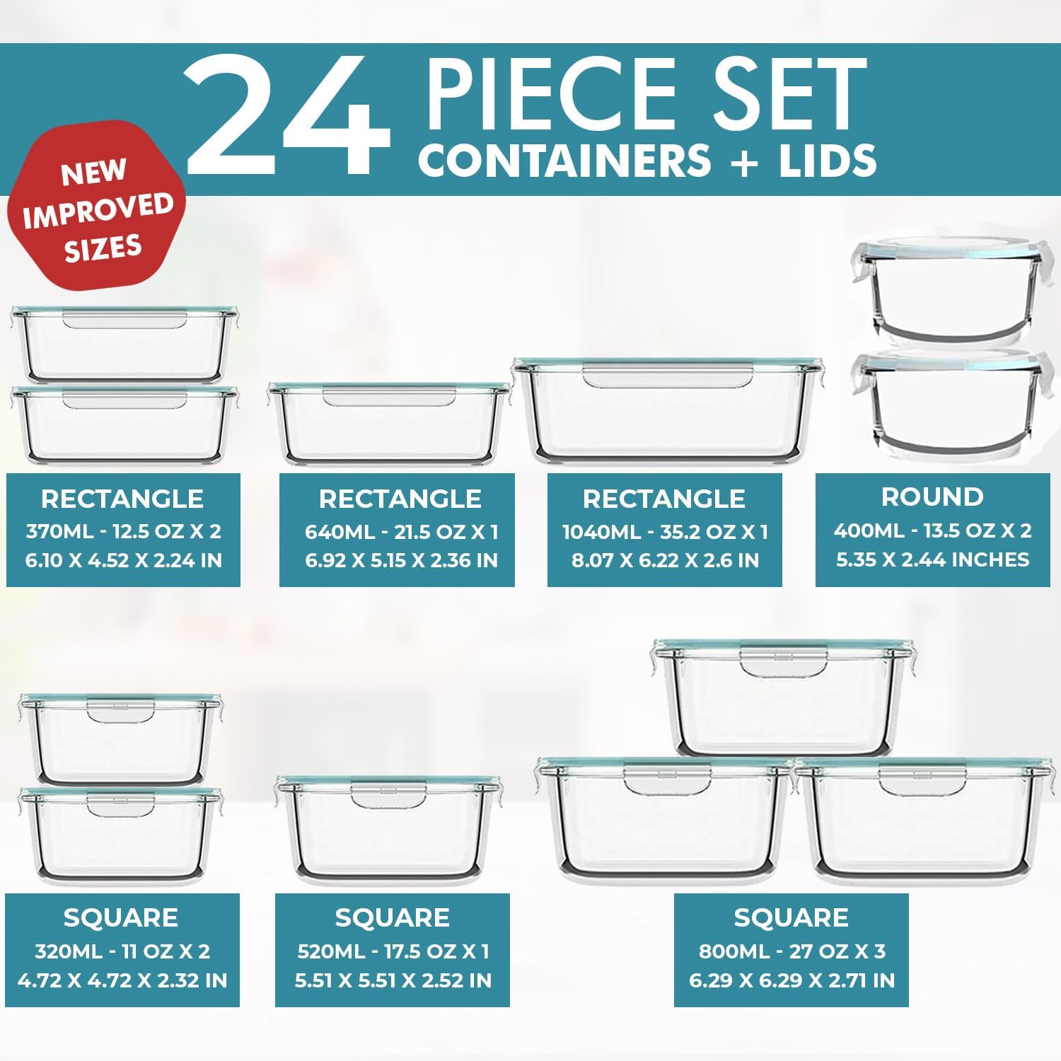 24 Pc Airtight Glass Food Stor - مراجعة Glass Meal Prep Container وسعره