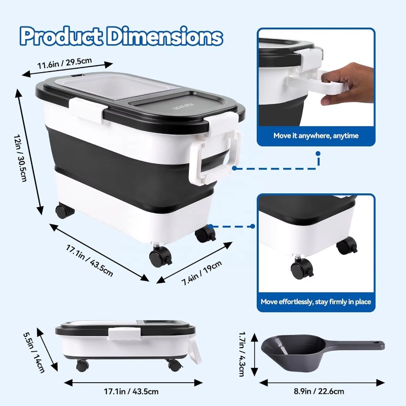 Dog Food Storage Container 20- - مراجعة Food Storage With Wheels وسعره