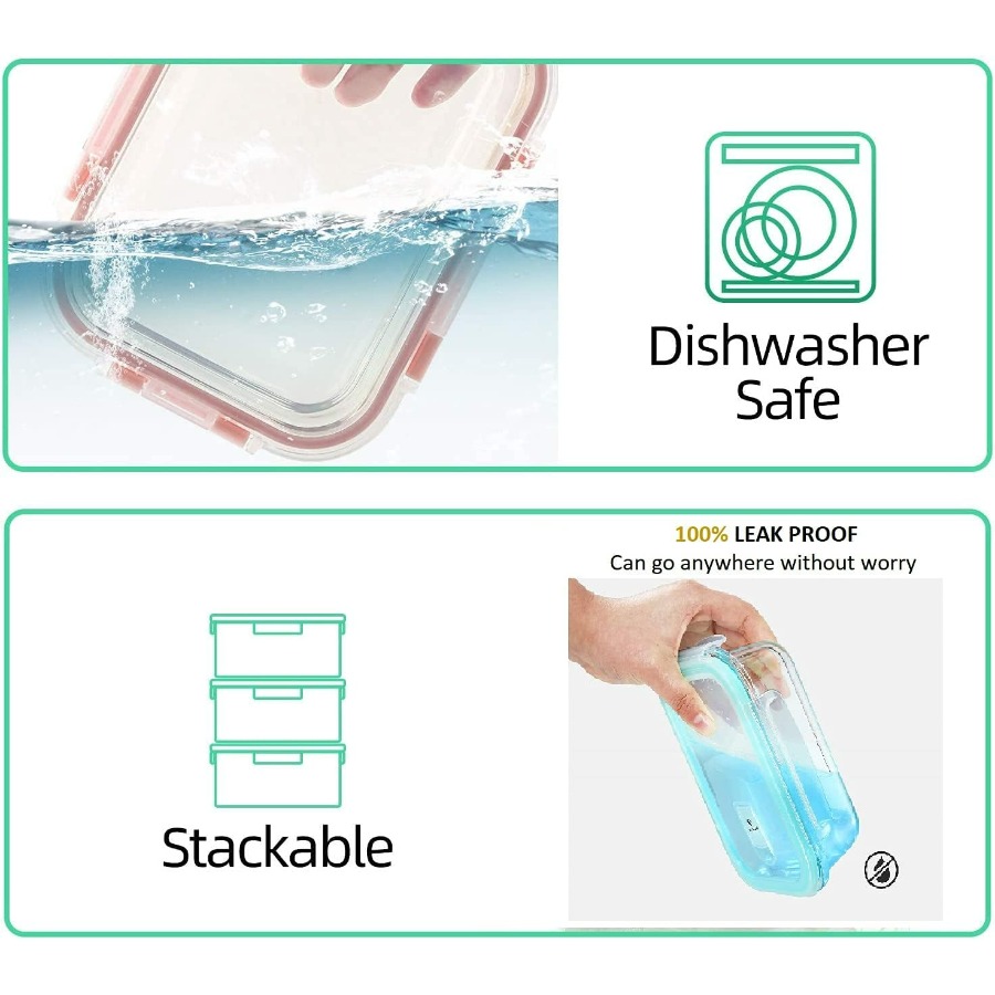 Glass Containers BPA-Free Lock - مراجعة Glass Meal Prep Container وسعره