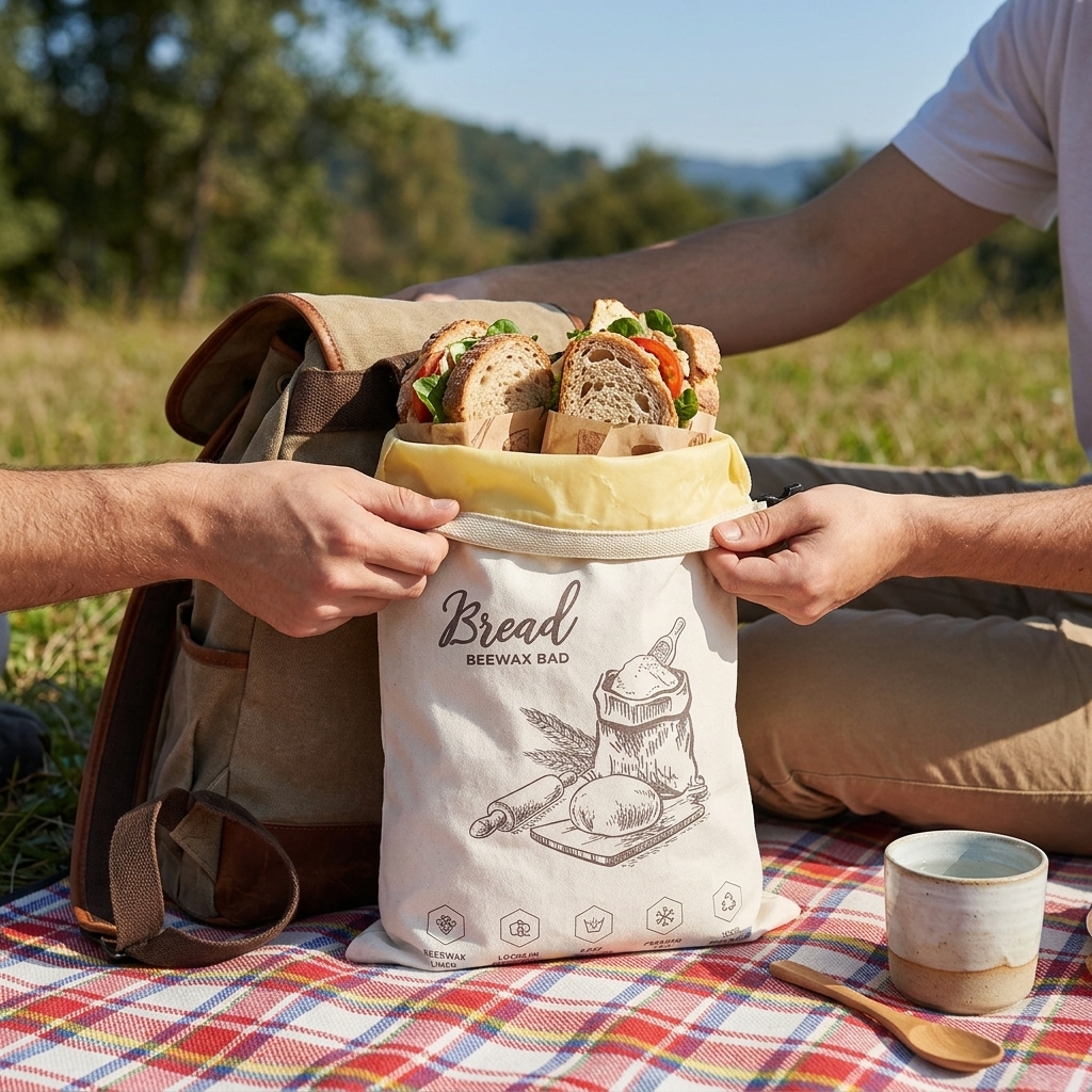 Reusable Beeswax Bread Bag wit - مراجعة Food Storage Zipper وسعره