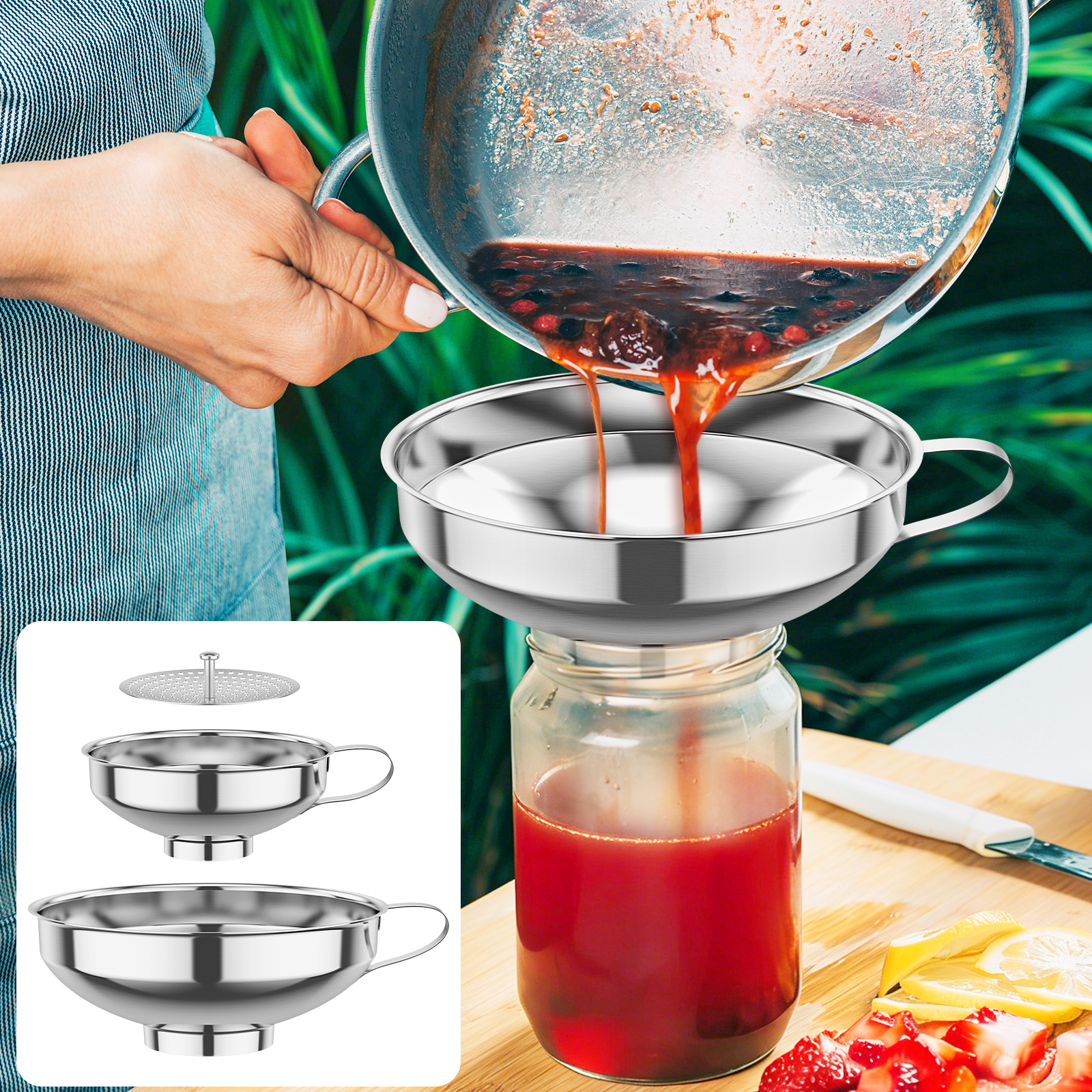 3Pack Canning Funnel with Stra - مراجعة Mason Jar Wide Mouth وسعره